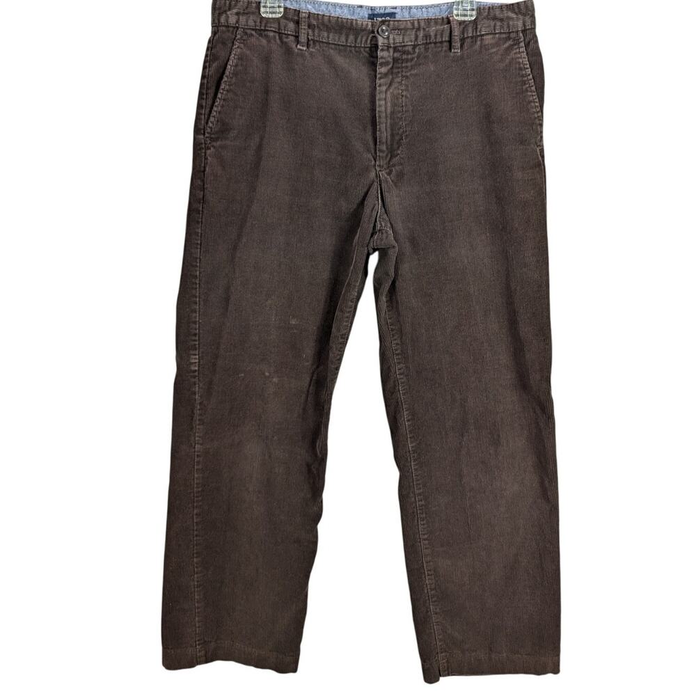 Izod Corduroy Pants Mens 36 x 34 Brown Flat Front Chino Preppy Work Grandpa READ